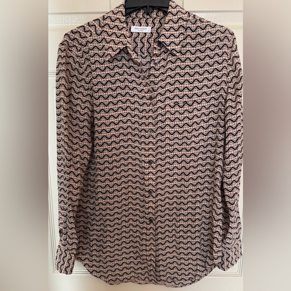 Equipment Tops - Equipment Silk Button Down Blouse S Black Pink Geometric 100% Silk Workwear Top